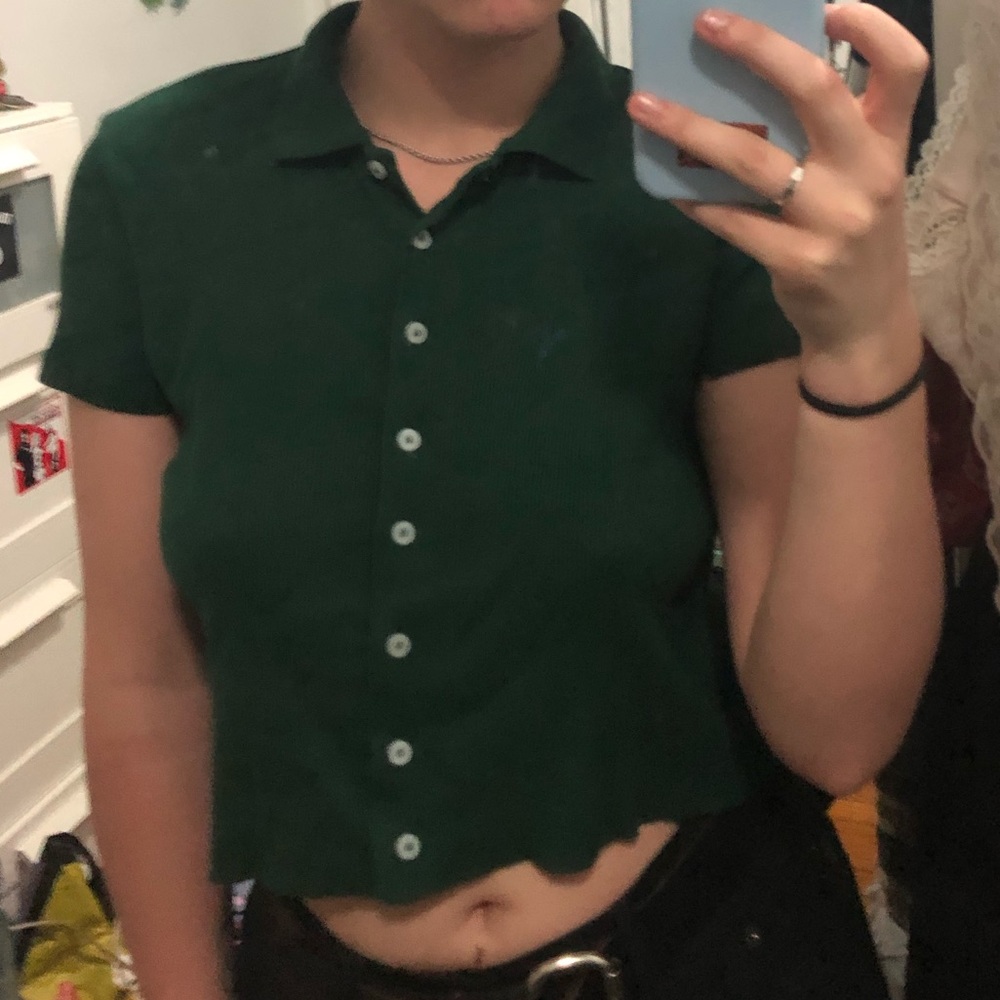 Brandy Melville Green Button Up Top